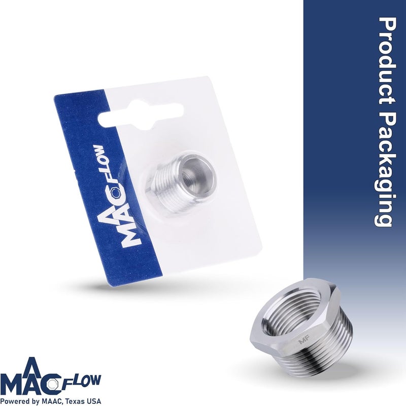 MAACFLOW Stainless Steel 3/8" Male NPT to 1/8" Female NPT Adapter Reducer Hex Bushing (Thread OD 0.65" - ID 0.34") (Pack of 1) - Image 4